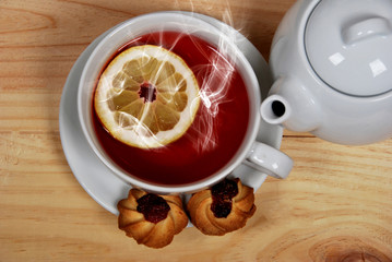 fruit tea and sweet biscuits