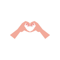 charity donations concept, hands making heart icon, flat style