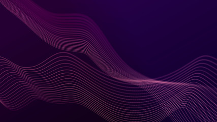 Abstract wave of sound particles. Equalizer for music. Signal transmission. 3d rendering.