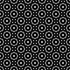 Seamless pattern. Vector abstract simple design. White flower elements on a black background. Modern minimal illustration perfect for backdrop graphic design, textiles, print, packing, etc.