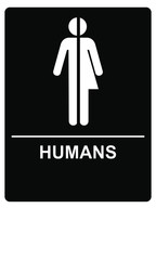 Gender neutral or all gender restroom sign illustration with man women and human figures illustrated.