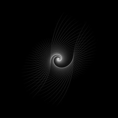 Snail shape white vector image on black background.