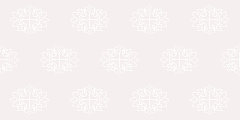 White monohrome floral ornate pattern. Seamless design for fabric, textile, book, interior, wallpaper.