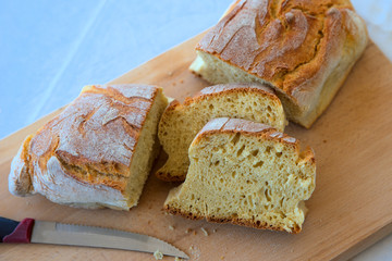 village bread, fresh, hot, baked in a wood oven
