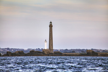 Ile Vierge lighthouses, Brittany, France.