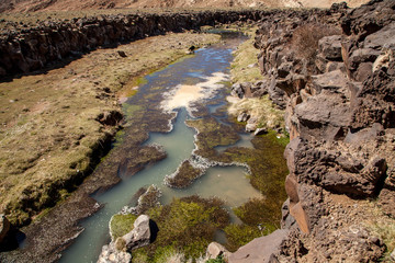 a narrow river in the steppe