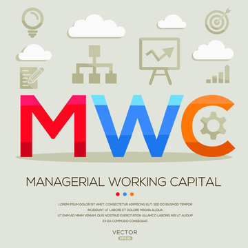 mwc mean (managerial working capital) ,letters and icons,Vector illustration.
