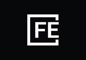 Minimalist Initial Logo Design FE Monogram Emblem in Square Frame Elegant and Modern