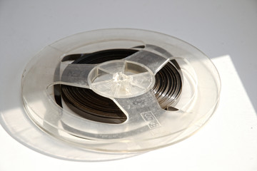old Babin with a magnetic tape from a tape recorder. mid 20th century.