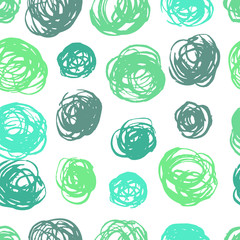 Eco Green palette Seamless pattern with abstract ornament. Colorful ink Dry brush. Pastel colors. Hand drawn background.