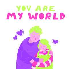 A loving couple celebrating an anniversary. A man gently embraces his girlfriend. Colorful isolated vector illustration. 