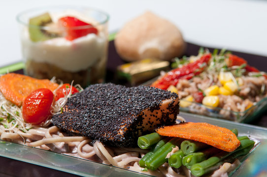 Poppy Seed Crusted Salmon On Noodles