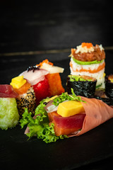Colorful Assortment of Sushi Rolls 