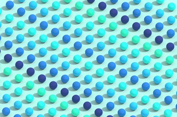 3D rendered abstract cold blue background with stylish complementary pastel colorful spheres