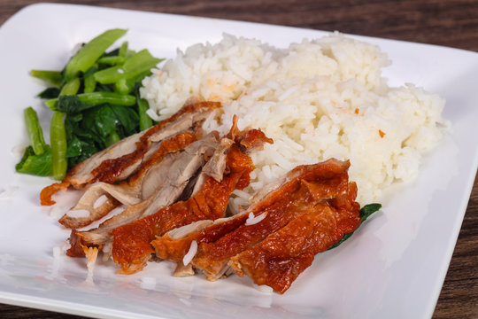 Rice with roasted duck breast