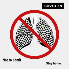 Coronavirus 2019-nCoV Covid-19. Stop coronavirus. Stay home. Vector with human lungs