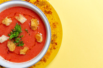 Homemade Tomato Soup on white Background