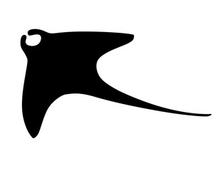 Black silhouette manta ray underwater giant animal with wings simple character design flat vector illustration isolated on white background