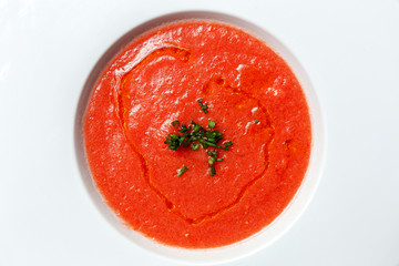 Homemade Tomato Soup on white Background