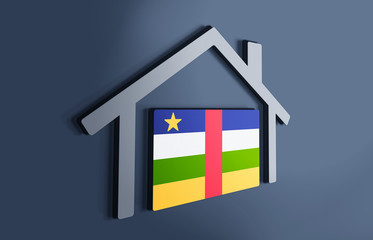 Central African Republic is my home. 3D illustration that represents a house with the flag of the country inside, suggesting the love for the native country.