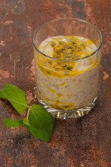 Pudding with chia and passion fruit