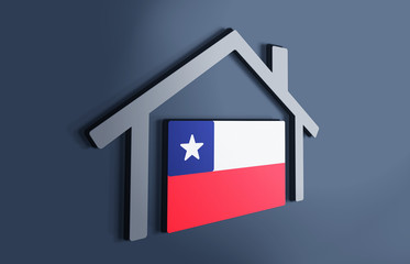 Chile is my home. 3D illustration that represents a house with the flag of the country inside, suggesting the love for the native country.
