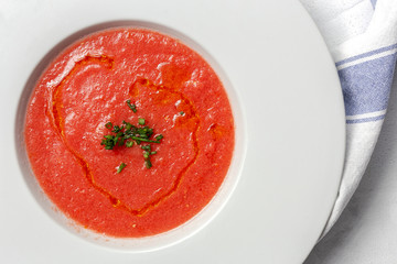 Homemade Tomato Soup on white Background