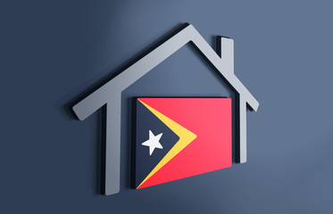 East Timor is my home. 3D illustration that represents a house with the flag of the country inside, suggesting the love for the native country.