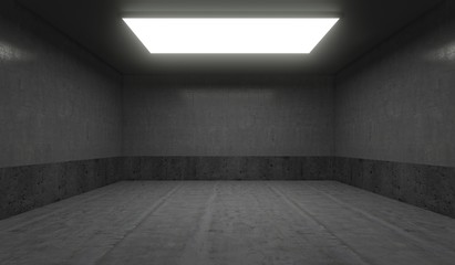 3D Rendering - Illustration abstract background, Empty Space White Glow, Elegant Hall Concrete Underground Showroom Garage futuristic Sci-Fi