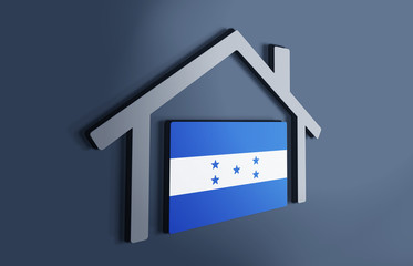 Honduras is my home. 3D illustration that represents a house with the flag of the country inside, suggesting the love for the native country.