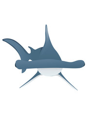 Fototapeta premium Hammerhead shark underwater giant animal simple cartoon character design flat vector illustration isolated on white background