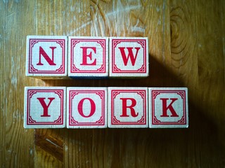 Alphabet blocks that say New York.