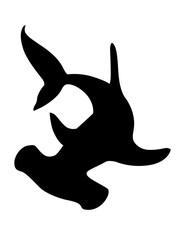 Black silhouette hammerhead shark underwater giant animal simple cartoon character design flat vector illustration isolated on white background