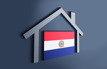 Paraguay is my home. 3D illustration that represents a house with the flag of the country inside, suggesting the love for the native country.