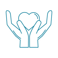 happy friendship day celebration hands with heart love line style icon