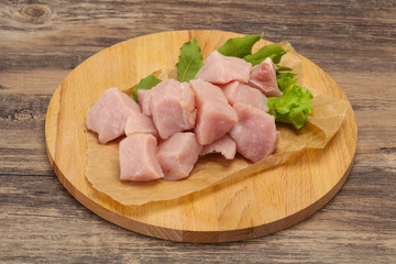 Raw fresh pork meat cube