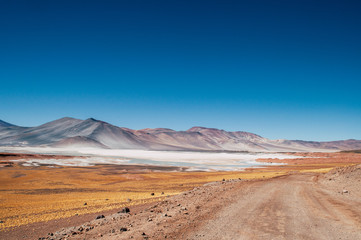 Fototapeta na wymiar Breathtaking view in lonesome Atacama desert in Chile