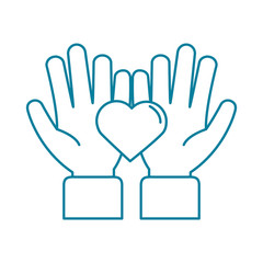 happy friendship day celebration hands with heart give or share love line style icon