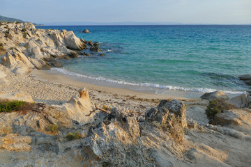 View of one of the sandy and rocky beach in Karidi
