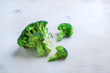 Broccoli on a white background. Copy space