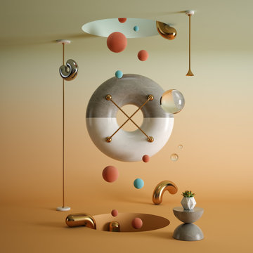 Abstract Surrealism Shape Art 3D Rendering