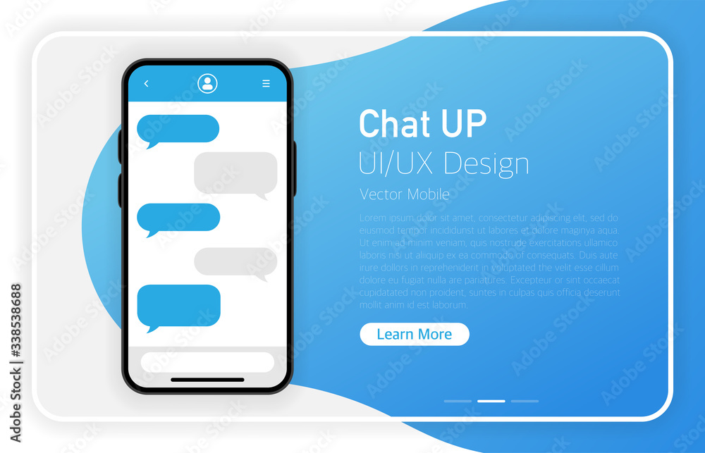 Wall mural chat up. smartphone blank screen. modern design. device mockup. ui and ux design interface. gradient