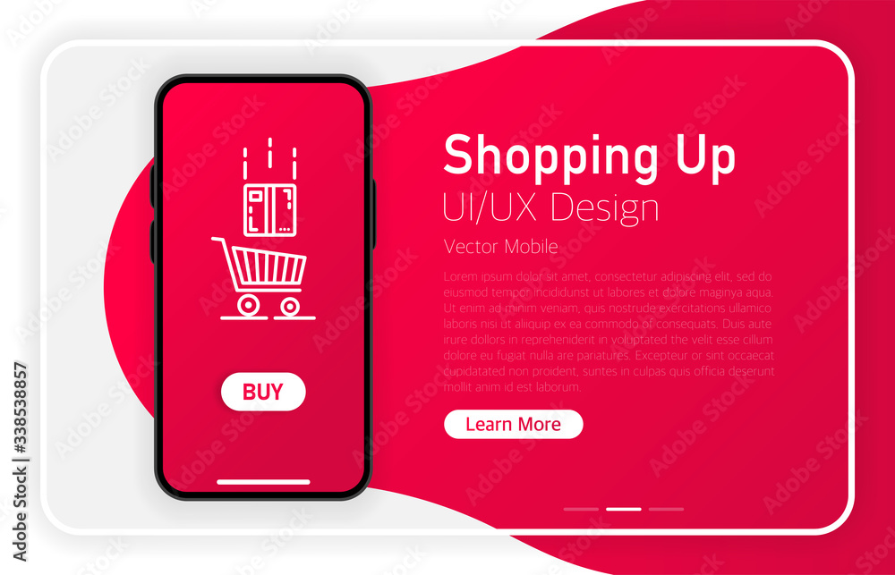 Aufkleber shopping up. smartphone blank screen. modern design. device mockup. ui and ux design interface. grad