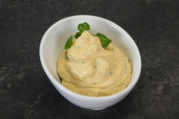 Hummus snack with olive oil