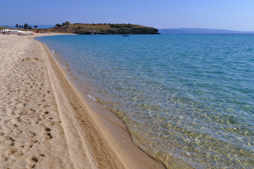 View of the pristine Trani Ammouda beach in the Cassandra peninsula