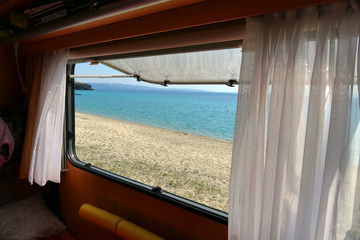 Fototapeta na wymiar View of the pristine Trani Ammouda beach in the Cassandra peninsula