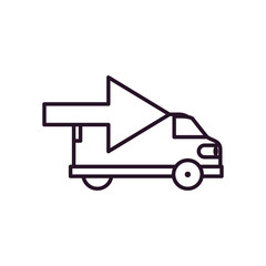 delivery van with arrow icon, line style