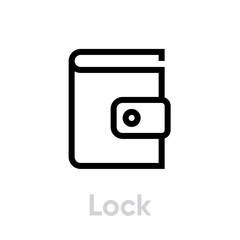 Lock Book icon. Editable Vector Outline.