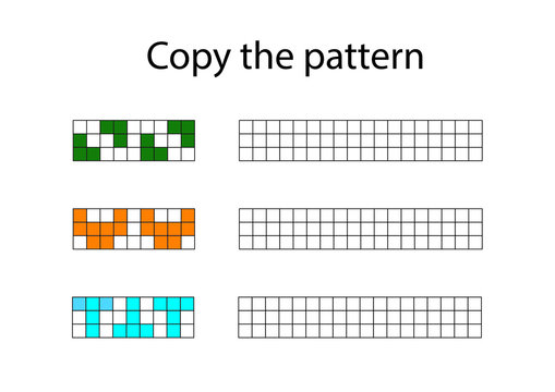 Copy the pattern - vector worksheet for children scaled for A4 print