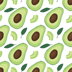 Avocado vector seamless pattern